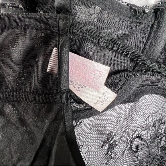 Victoria Secret Slip 36C Chemise lingerie Sheer Sequin Black Underwired Push up - Picture 6 of 7